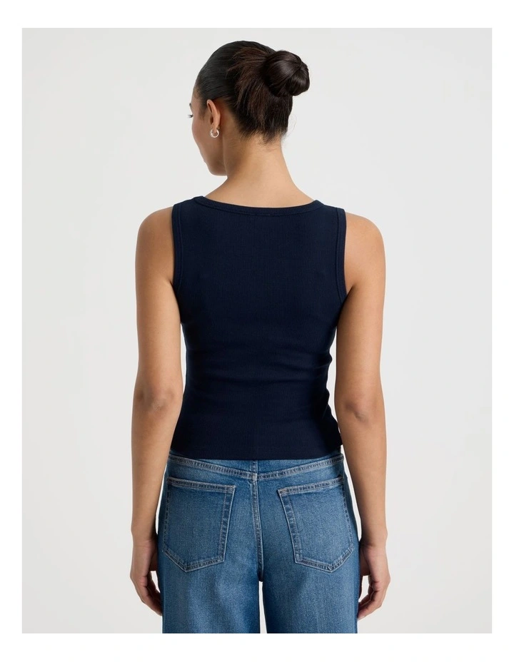 Slim Fit Scoop Neck Tank in Navy image 6