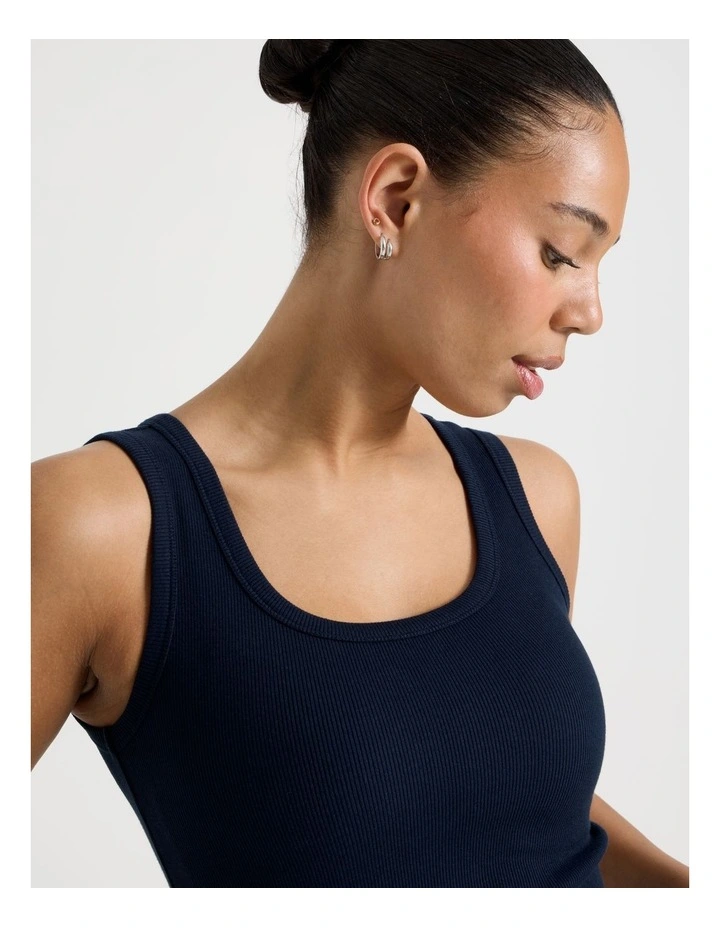 Slim Fit Scoop Neck Tank in Navy image 7