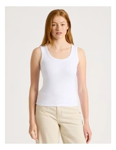 Slim Fit Rib Tank in White