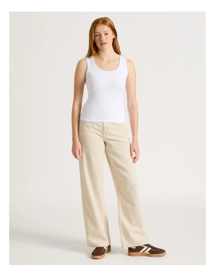 Slim Fit Rib Tank in White image 2