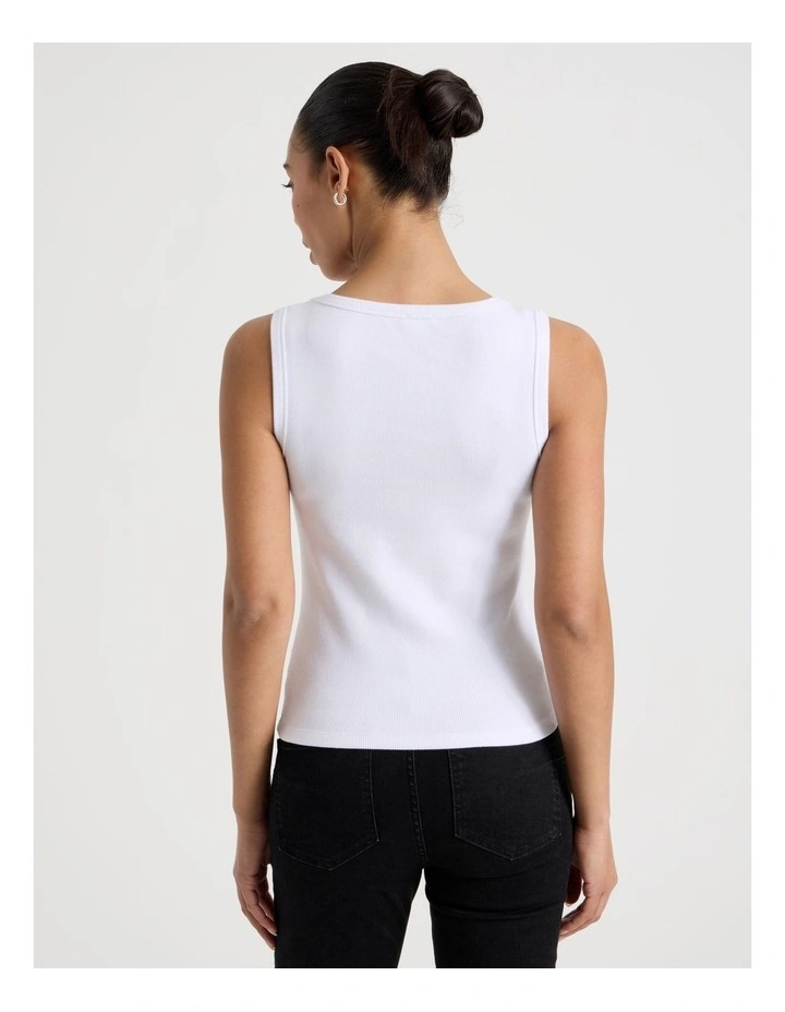 Slim Fit Scoop Neck Tank in White image 6