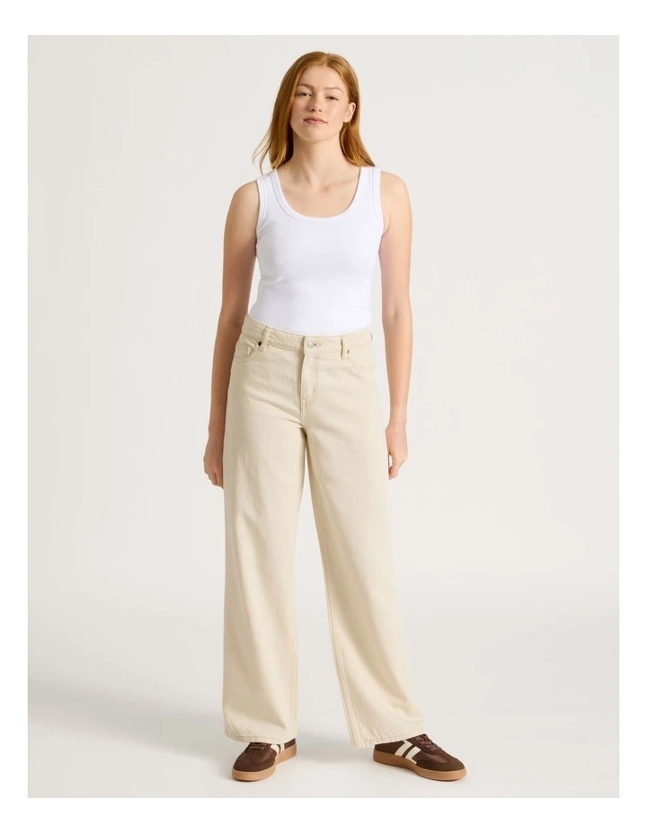 Slim Fit Rib Tank in White image 6