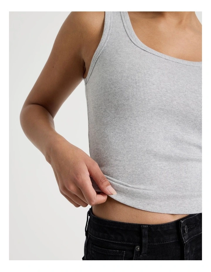 Slim Fit Scoop Neck Tank in Light Heather Grey image 2