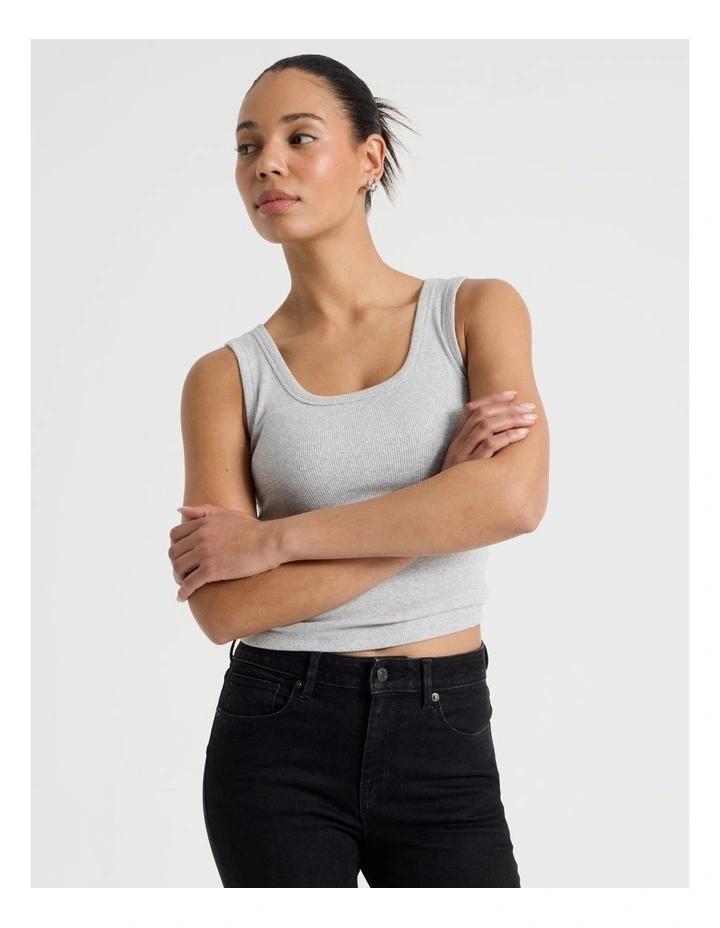 Slim Fit Scoop Neck Tank in Light Heather Grey image 5