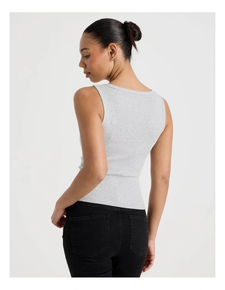 Slim Fit Scoop Neck Tank in Light Heather Grey image 6