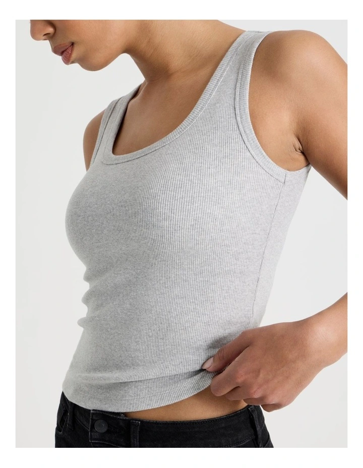 Slim Fit Scoop Neck Tank in Light Heather Grey image 7