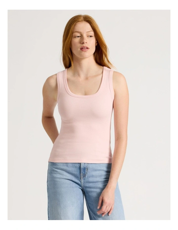 Slim Fit Rib Tank in Lotus image 2