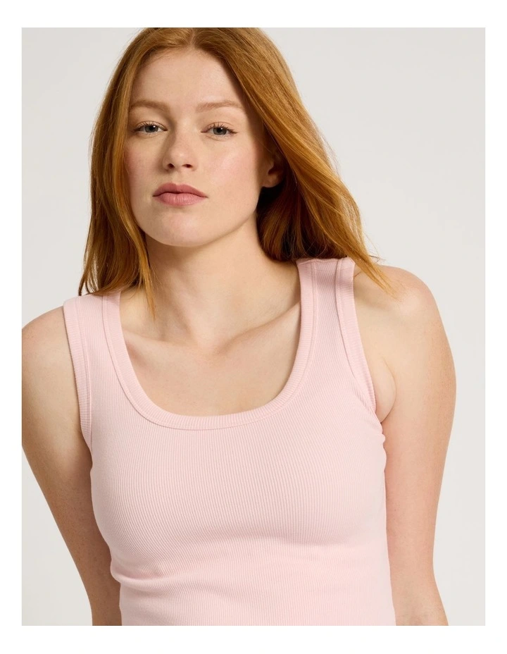 Slim Fit Rib Tank in Lotus image 3