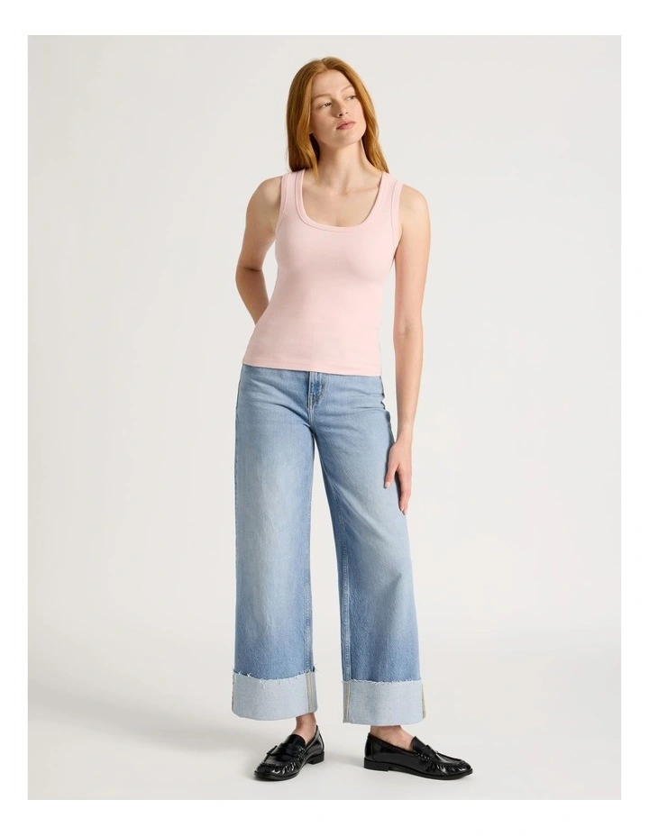 Slim Fit Rib Tank in Lotus image 4