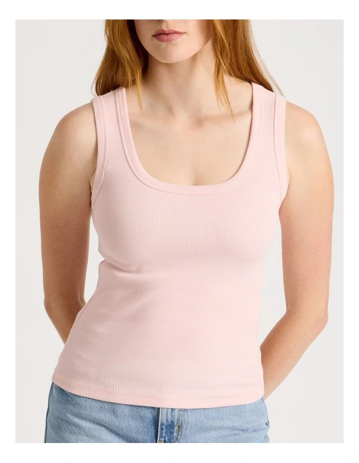 Slim Fit Rib Tank in Lotus image 6