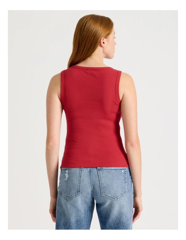 Slim Fit Rib Tank in Cherry Red image 6