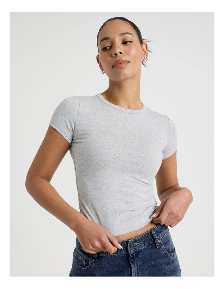 Baby Tee in Light Heather Grey image 3