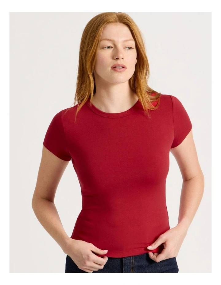Baby Tee in Cherry Red image 2