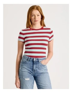 Baby Tee in Red & Blue Stripe