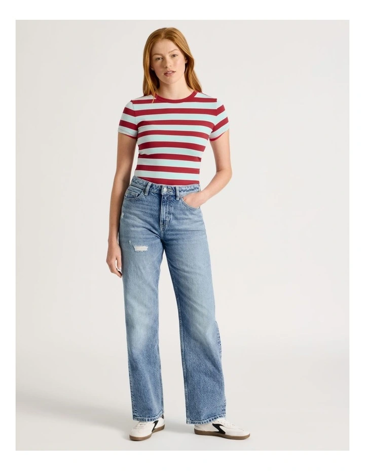 Baby Tee in Red & Blue Stripe image 3