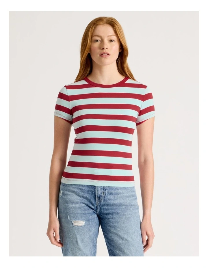 Baby Tee in Red & Blue Stripe image 4