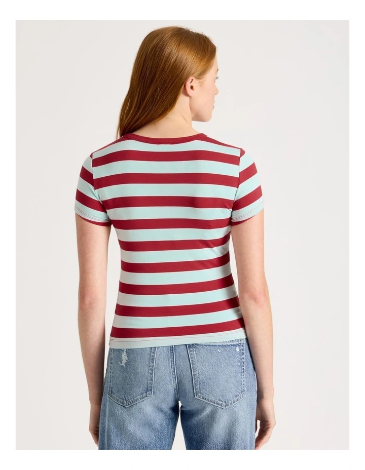 Baby Tee in Red & Blue Stripe image 5