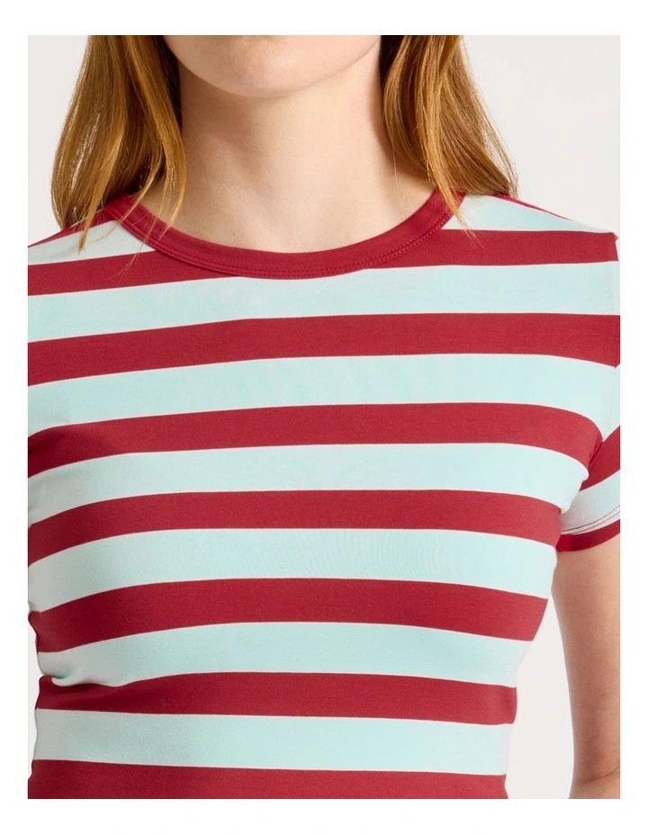 Baby Tee in Red & Blue Stripe image 6