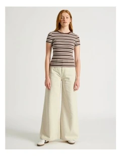 Baby Tee in Brown Stripe