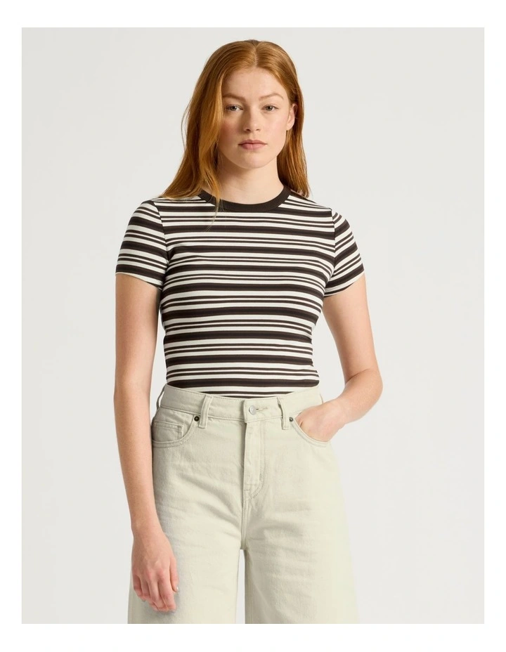 Baby Tee in Brown Stripe image 2