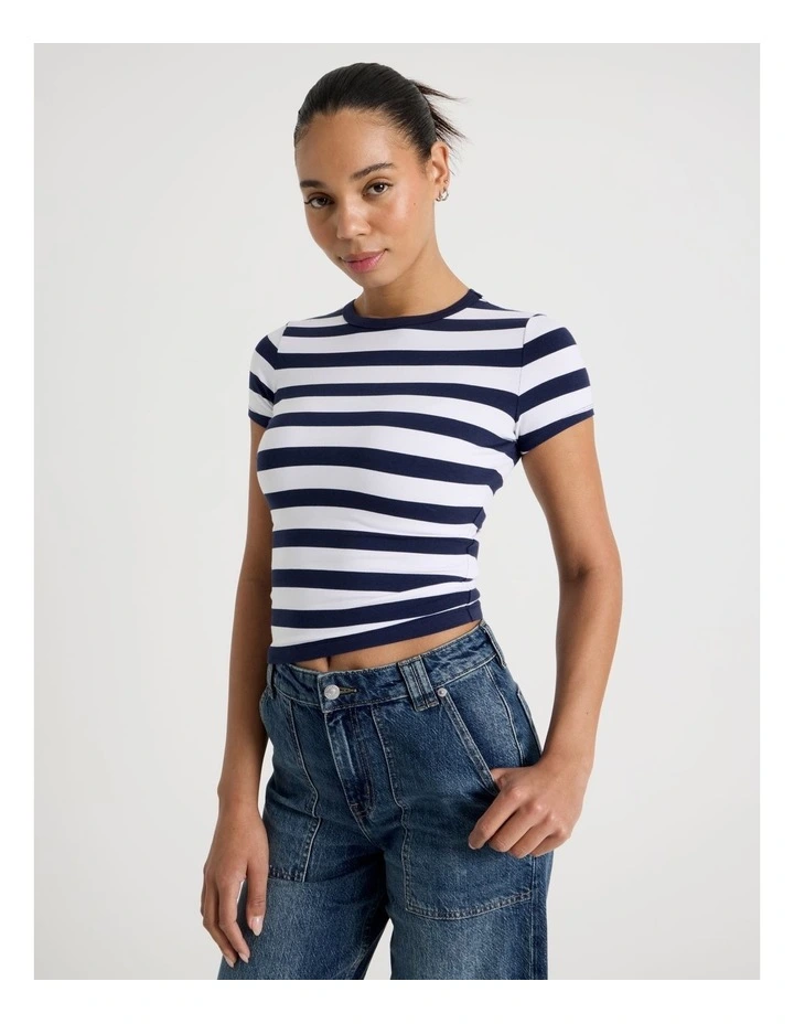 Baby Tee in Navy & White Stripe image 1