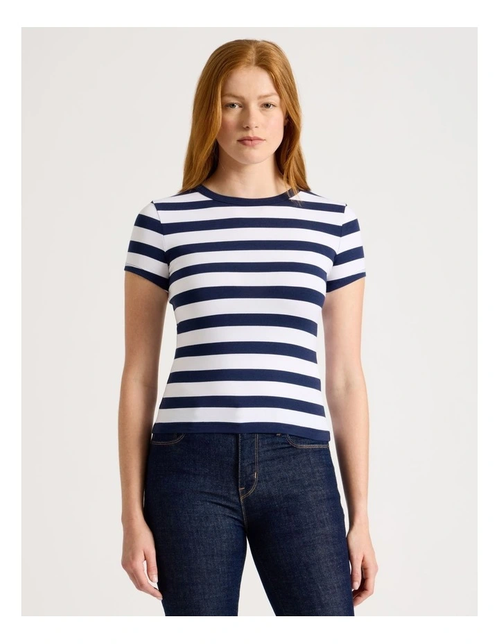 Baby Tee in Navy & White Stripe image 1