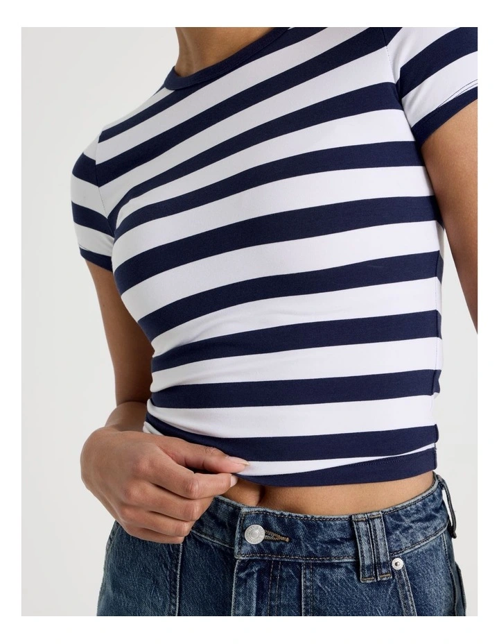 Baby Tee in Navy & White Stripe image 2