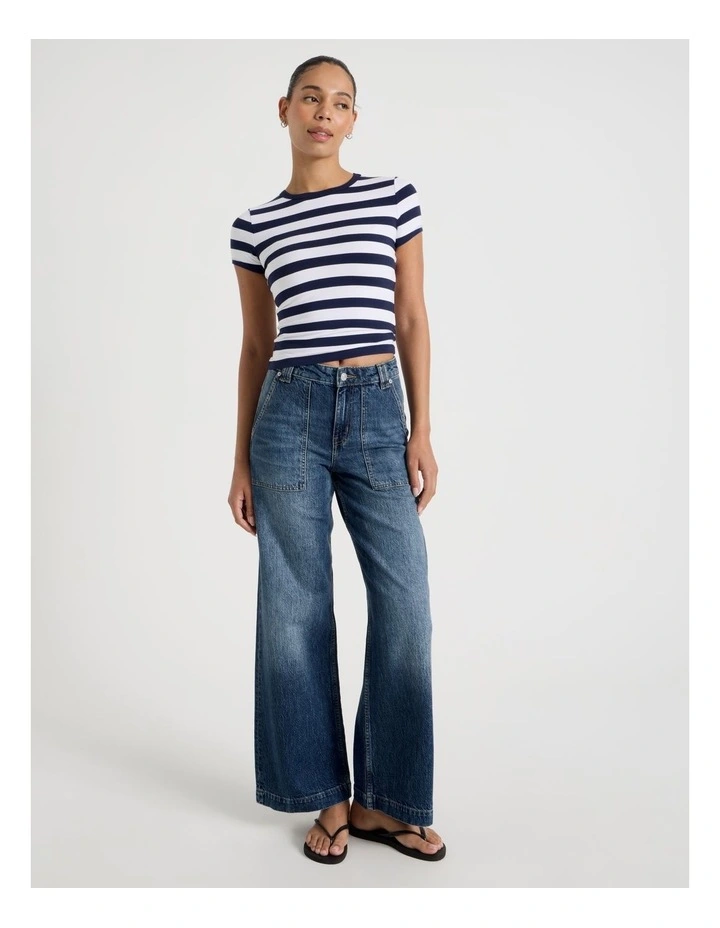 Baby Tee in Navy & White Stripe image 4