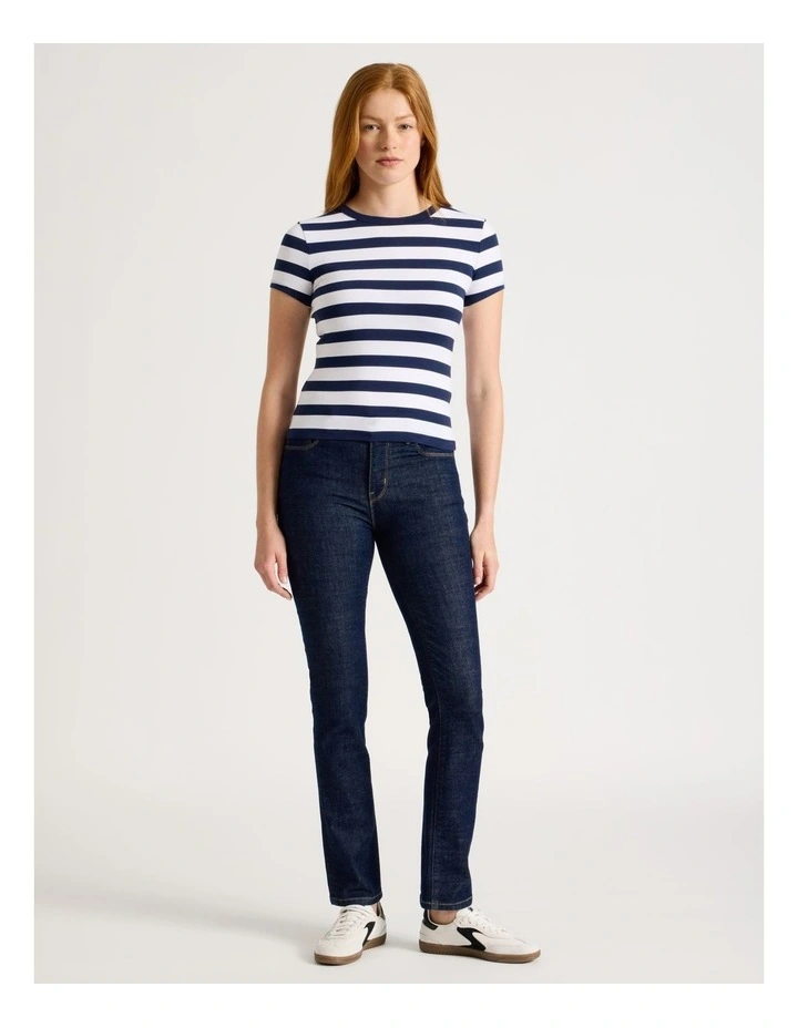 Baby Tee in Navy & White Stripe image 4