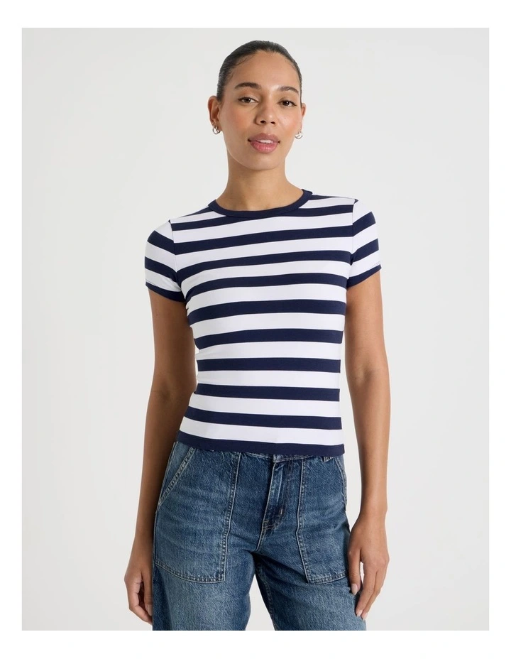 Baby Tee in Navy & White Stripe image 5