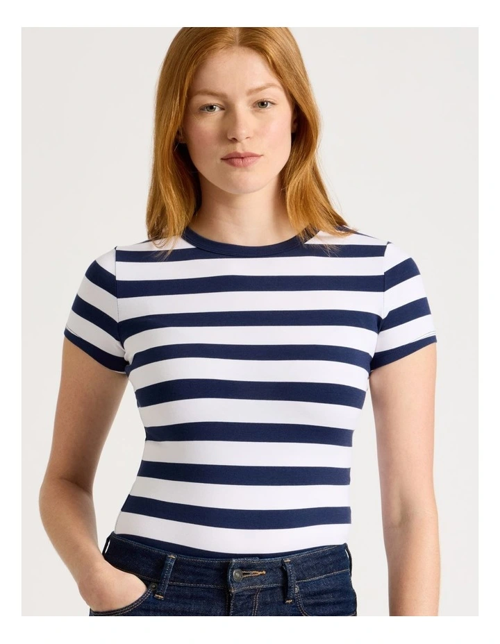 Baby Tee in Navy & White Stripe image 5
