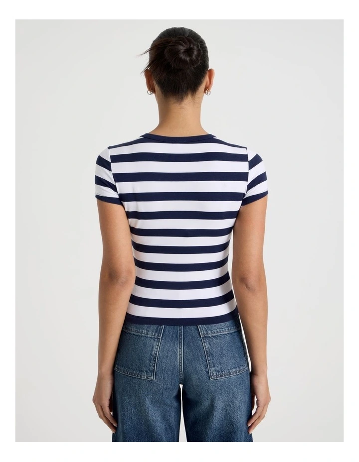 Baby Tee in Navy & White Stripe image 6