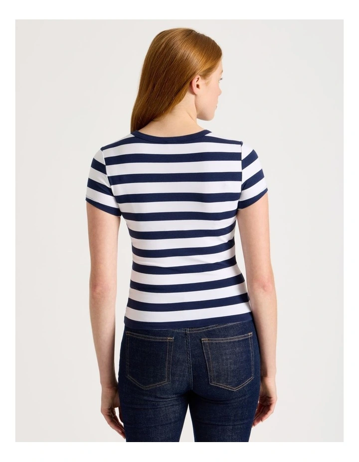 Baby Tee in Navy & White Stripe image 6