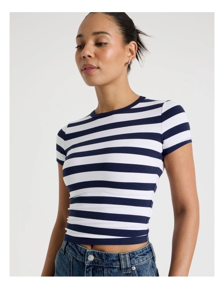 Baby Tee in Navy & White Stripe image 7
