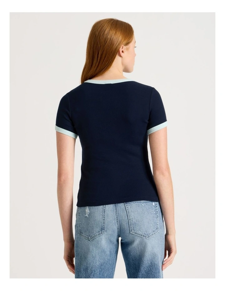 Slim Fit Ringer Tee in Navy & Blue image 5