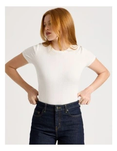 Pointelle Baby Tee in White