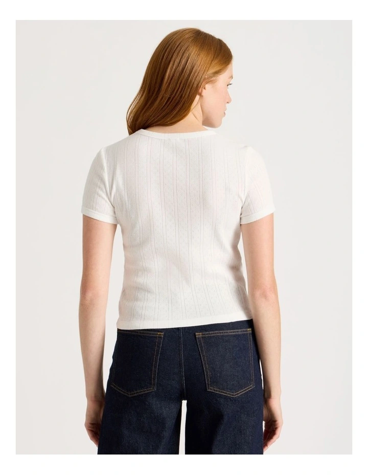 Pointelle Baby Tee in White image 5