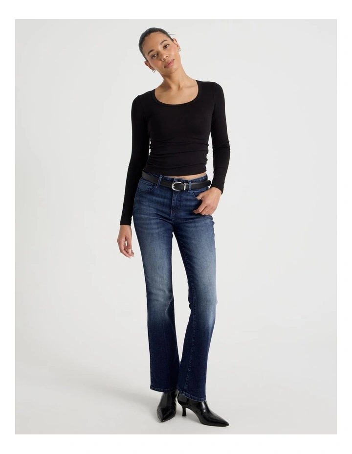 Long Sleeve Scoop Neck Tee in Black image 4