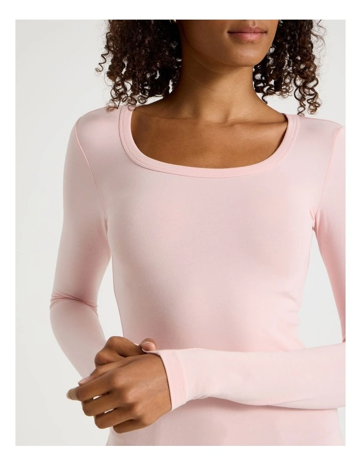 Long Sleeve Scoop Neck Tee in Lotus image 4