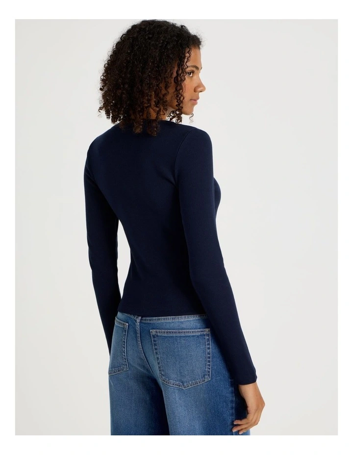 Long Sleeve Henley in Navy image 4