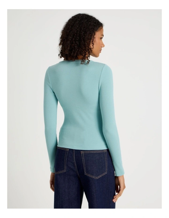 Long Sleeve Henley in Blue image 5