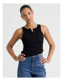 Henley Tank in Black