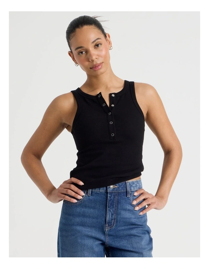 Henley Tank in Black image 1