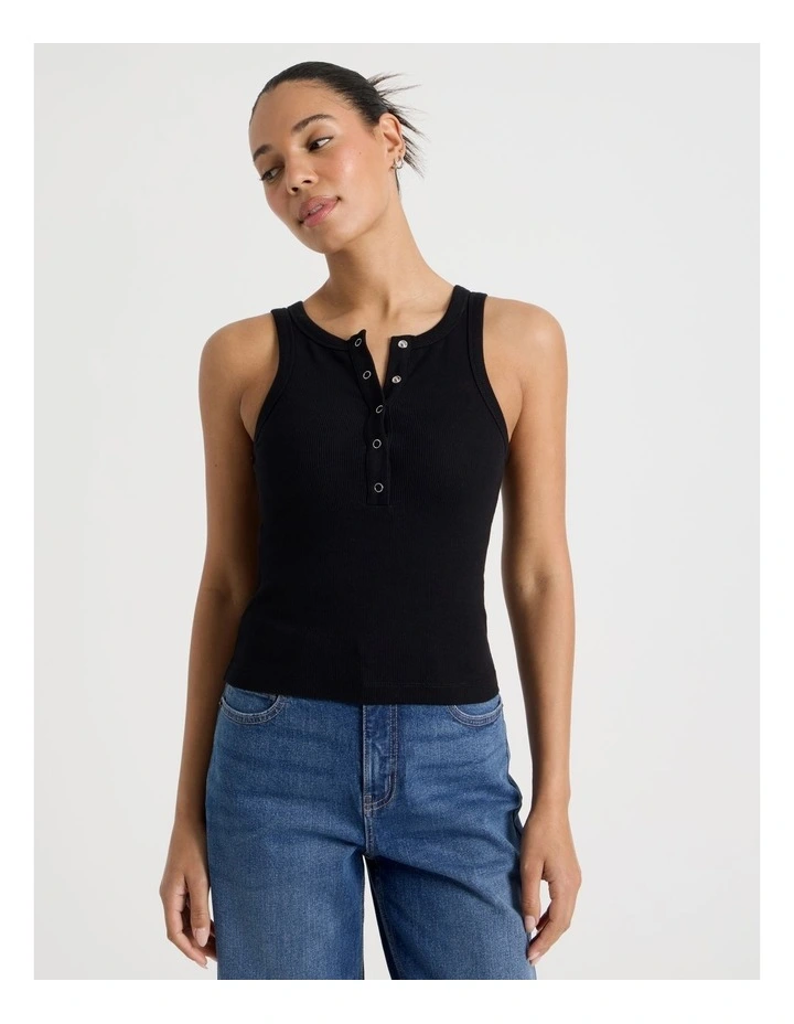Henley Tank in Black image 3