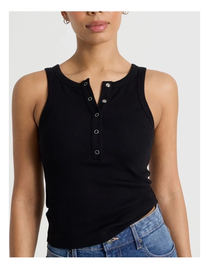 Henley Tank in Black image 4