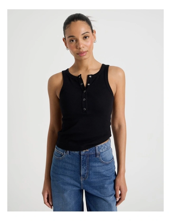 Henley Tank in Black image 5