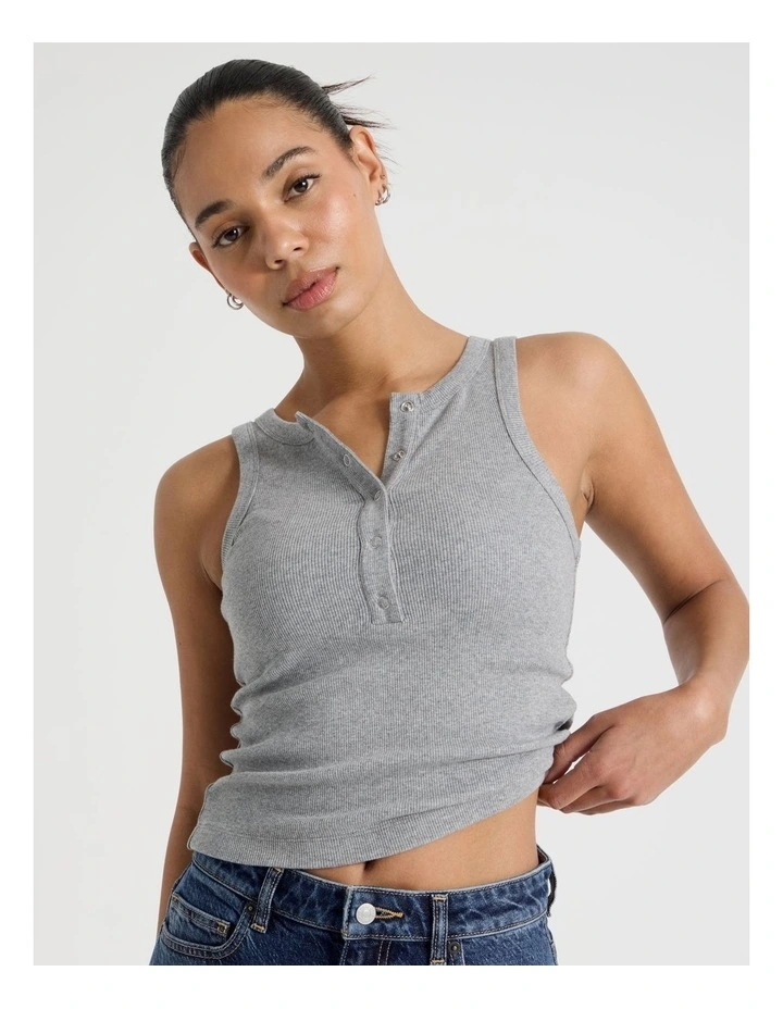 Henley Tank in Charcoal Marle image 1