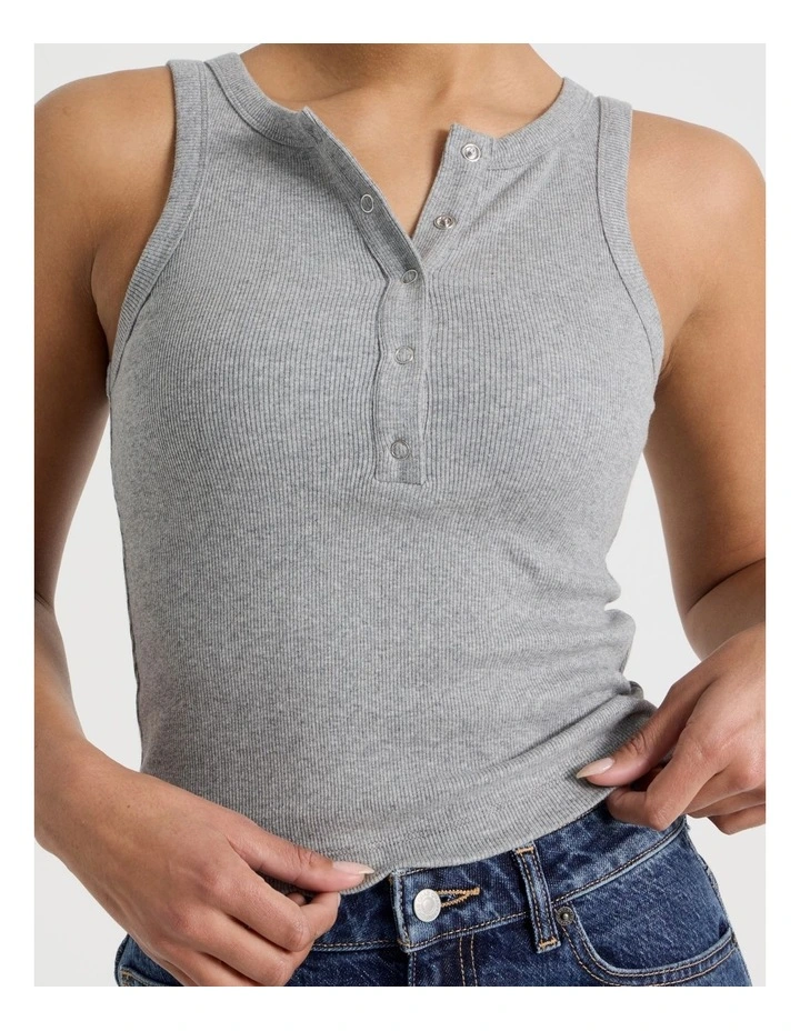 Henley Tank in Charcoal Marle image 3