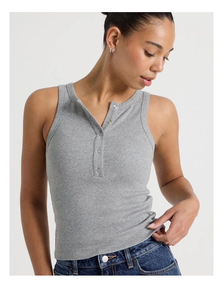 Henley Tank in Charcoal Marle image 4