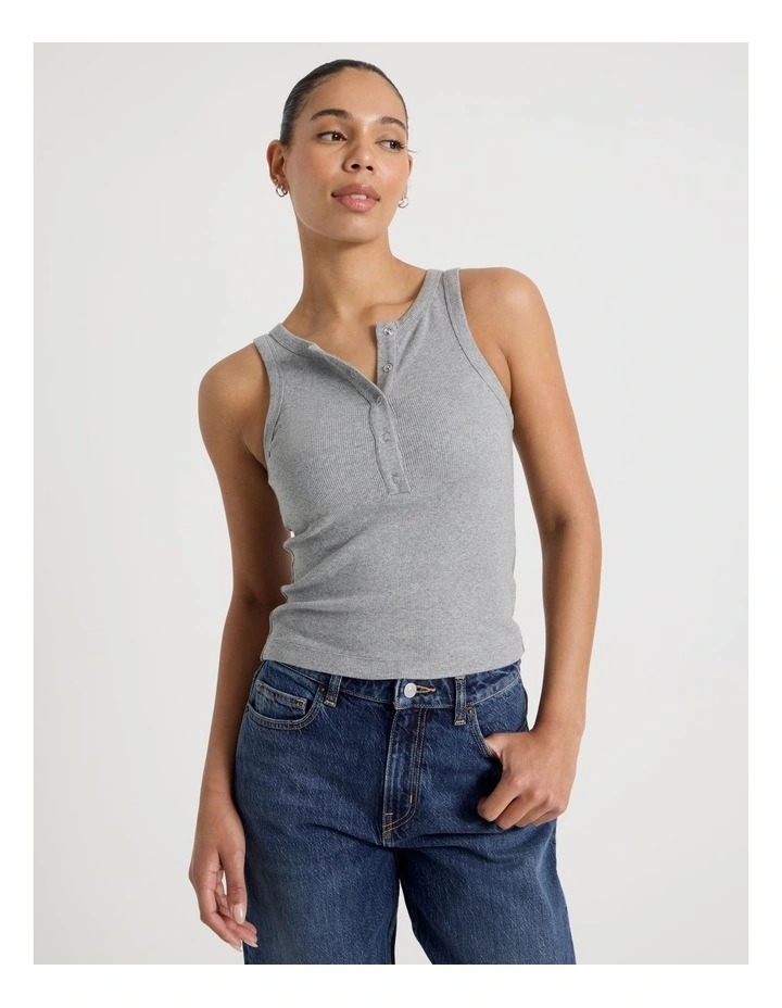 Henley Tank in Charcoal Marle image 5